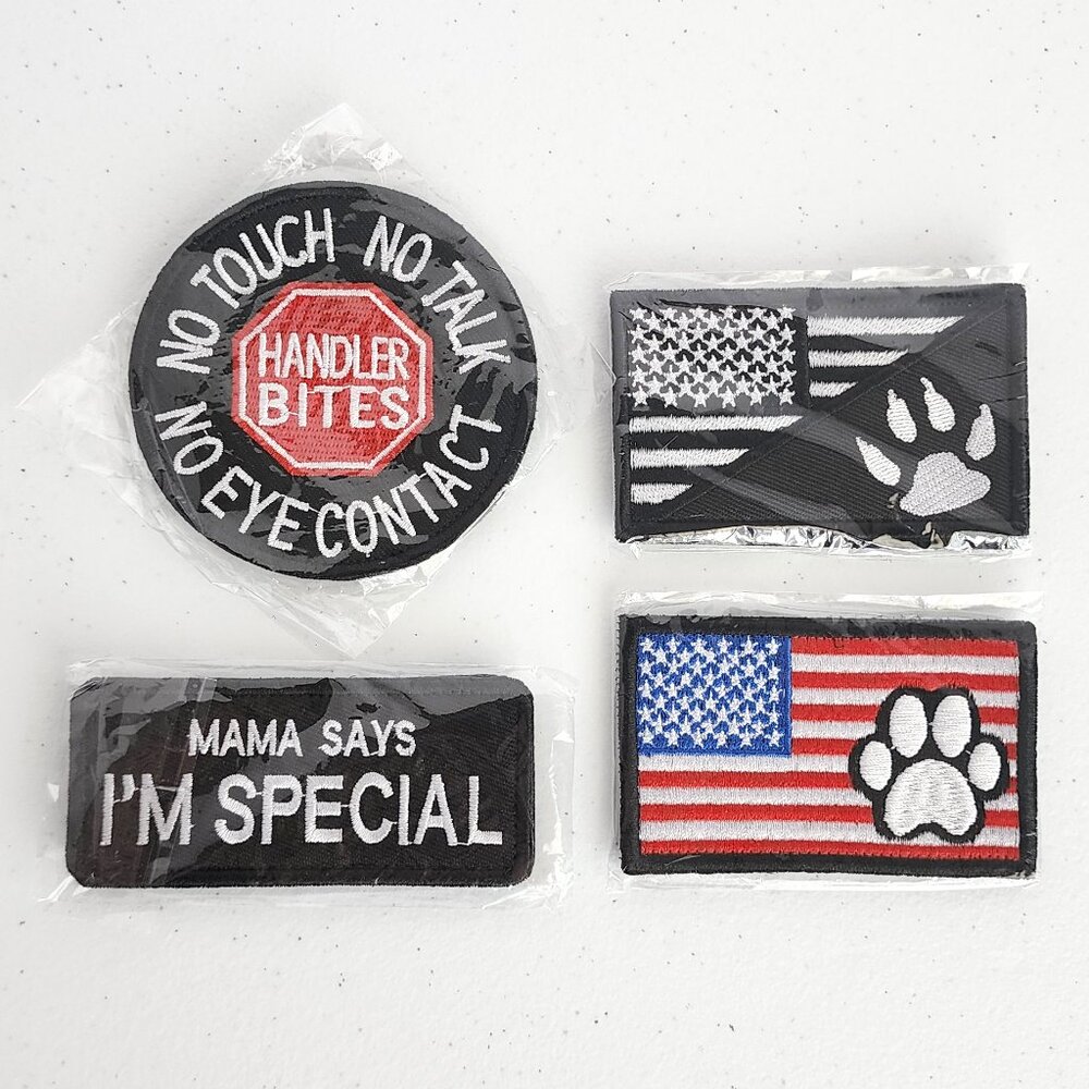 NEW Embroidered Service Dog Patches American Flag Do Not Touch Pet Patch 4 PIECE